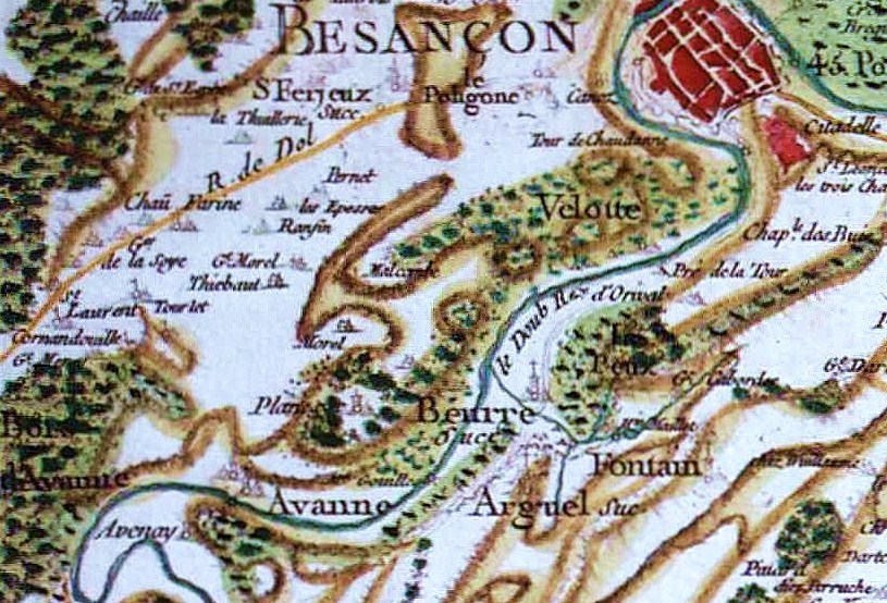 Cassini map of Besancon France 1780